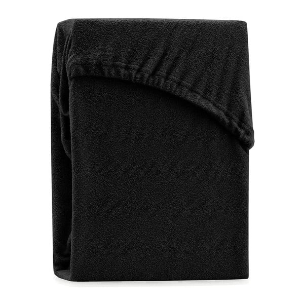 Cearșaf elastic pentru pat dublu AmeliaHome Ruby Siesta, 180-200 x 200 cm, negru