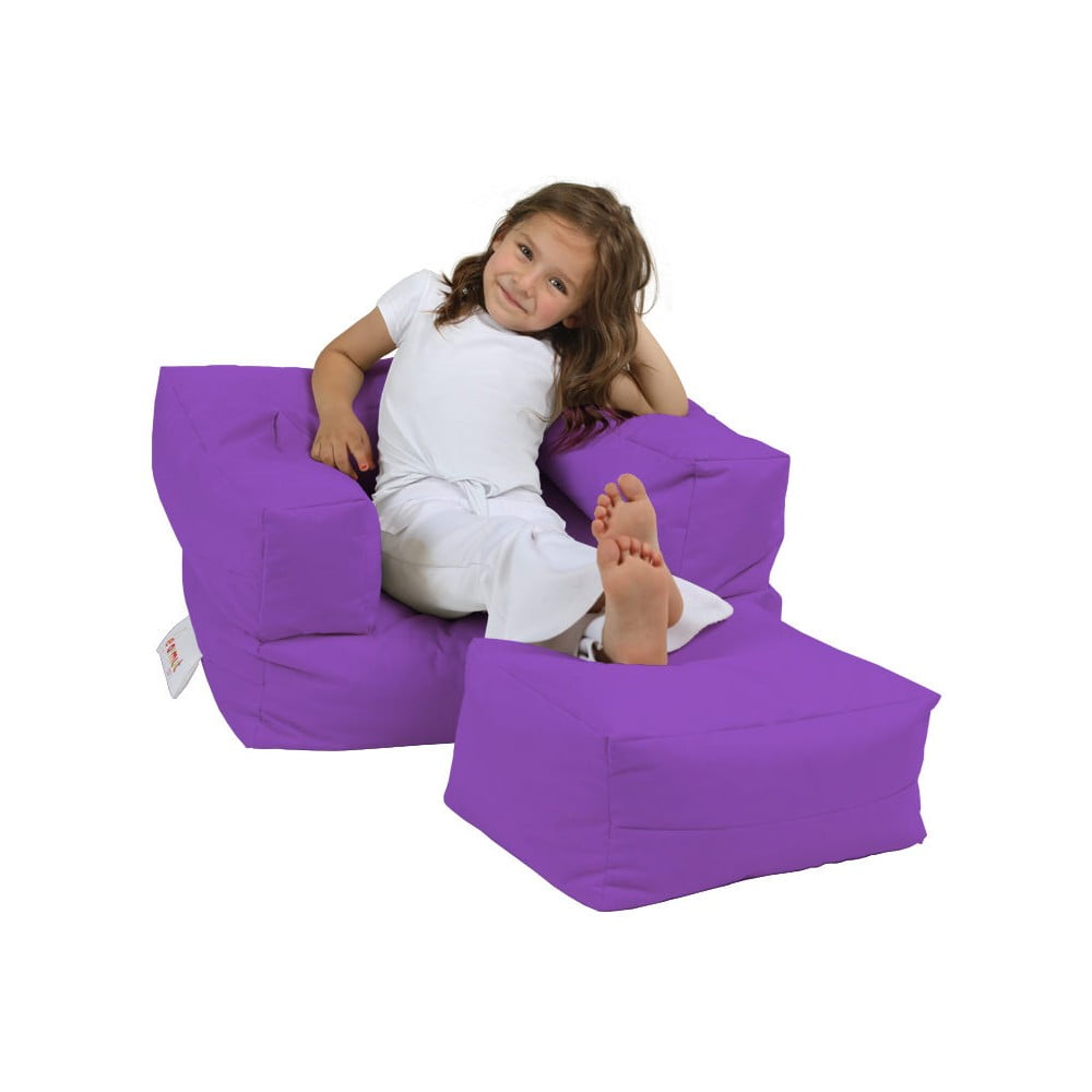 Poza Fotoliu puf de gradina pentru copii violet cu scaun pentru copii cu scaun Single - Floriane Garden
