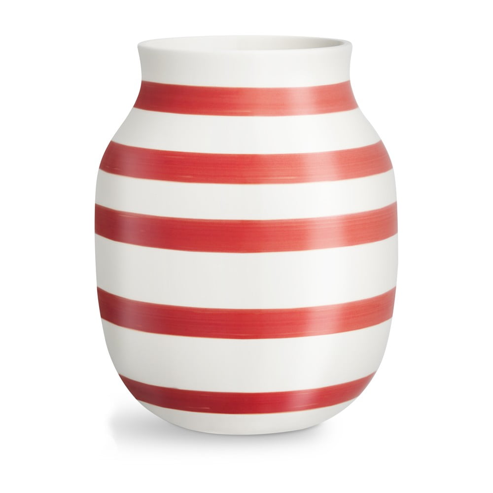 Vază din ceramică cu dungi Kähler Design Omaggio, înălțime 20,5 cm, alb-roșu bonami.ro