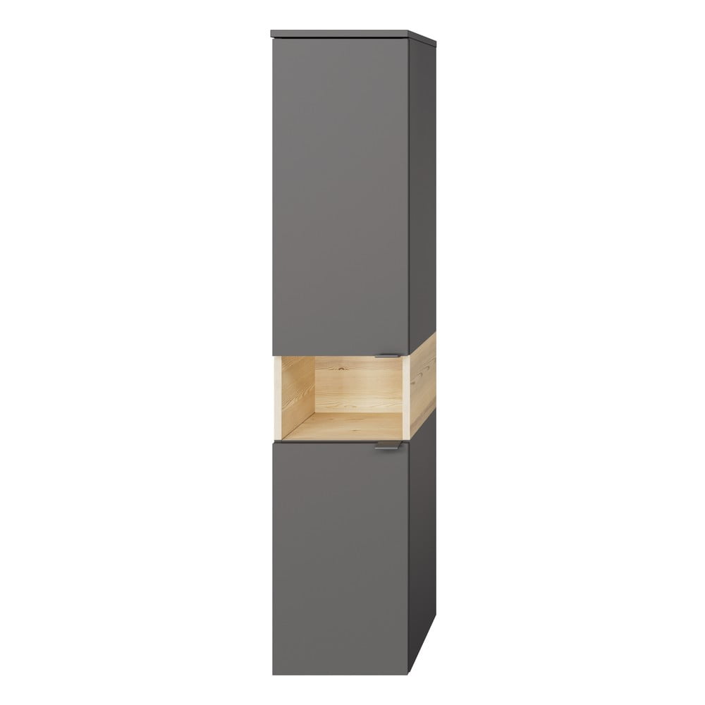 Dulap de baie gri/în culoare naturală cu aspect de lemn de pin 142x30 cm Quickset 394 – Pelipal