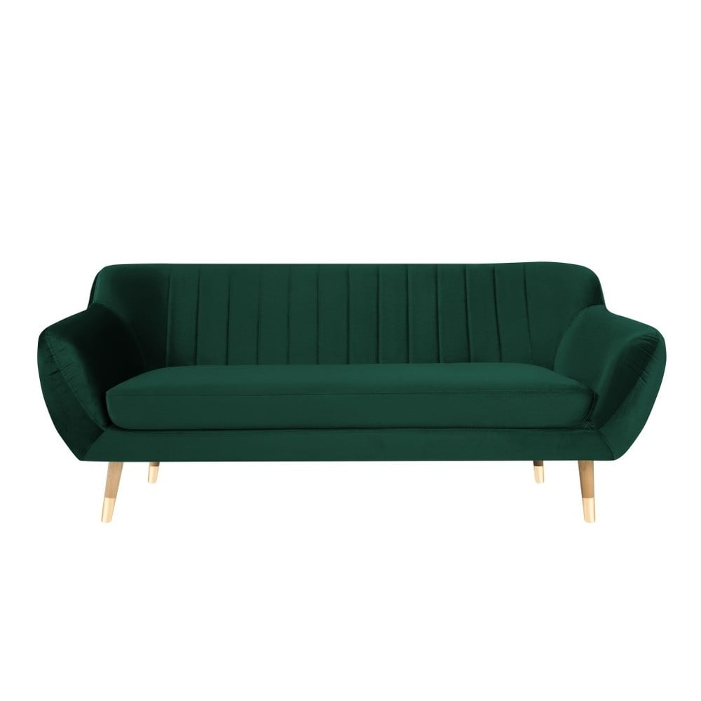 Canapea cu tapiterie din catifea Mazzini Sofas Benito, verde inchis, 188 cm