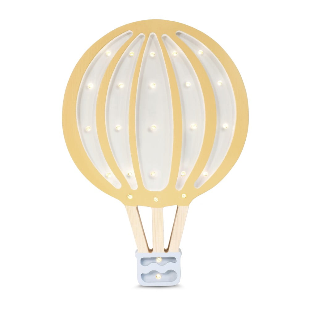 Aplică din lemn de pin little lights hot air baloon, înălțime 38,5 cm, galben