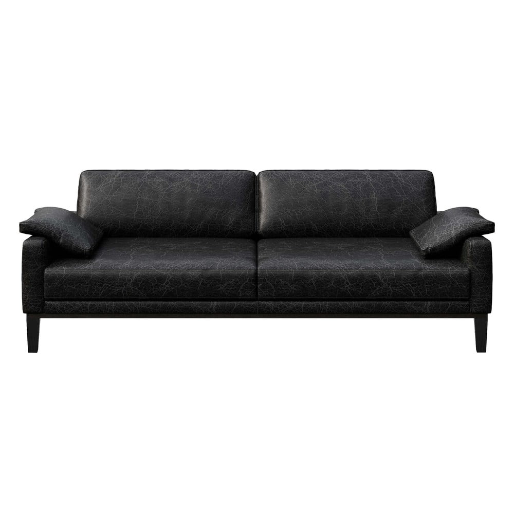 Canapea din piele MESONICA Musso, negru, 211 cm
