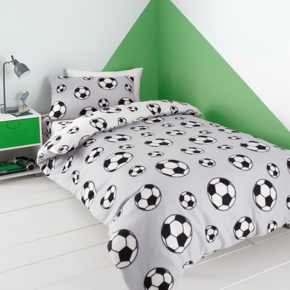 Lenjerie de pat pentru copii din micropluș pentru pat de o persoană 135x200 cm Football – Catherine Lansfield