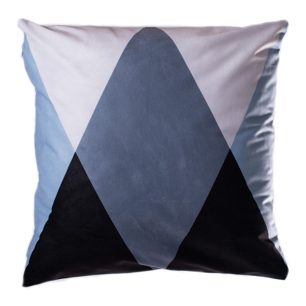 Pernă JAHU Geometry Triangle, 45 x 45 cm, gri - albastru