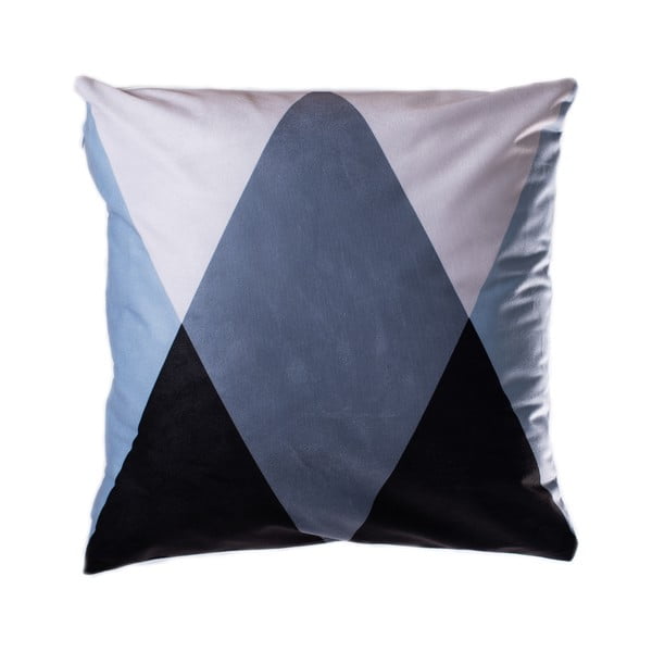 Pernă JAHU Geometry Triangle, 45 x 45 cm, gri - albastru