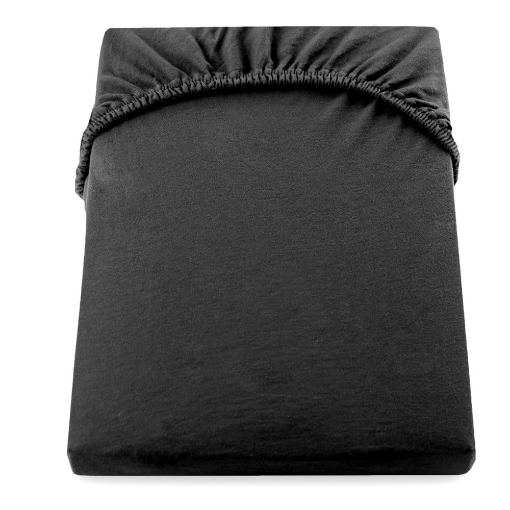 Cearșaf de pat elastic din jerseu DecoKing Amber Collection, 180-200 x 200 cm, negru bonami.ro