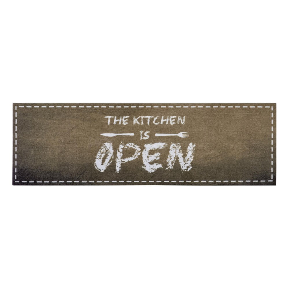 Covor tip traversă Zala Living The Kitchen is Open, 50 x 150 cm, maro 150 pret redus