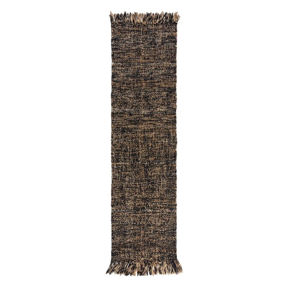 Covor din iută Flair Rugs Idris, 60 x 230 cm, negru 230 pret redus