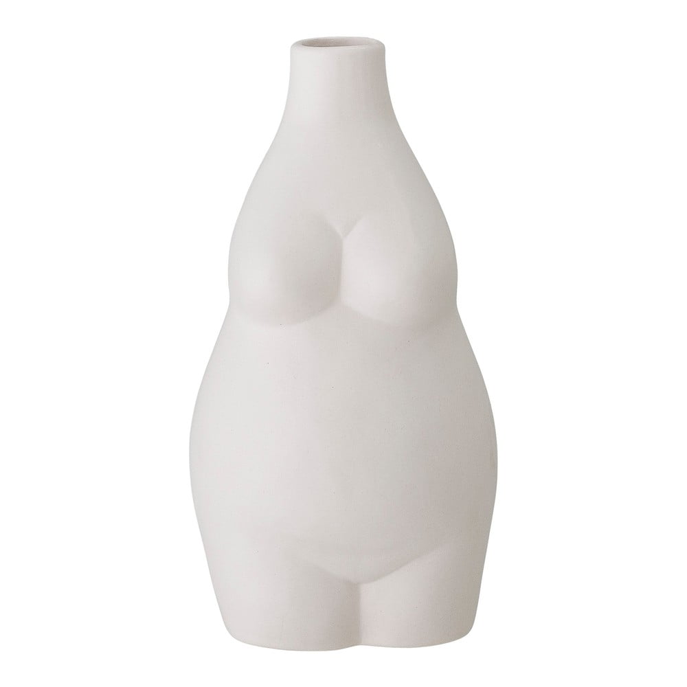 Poza Vaza din gresie Bloomingville Elora, inaltime 18 cm, alb