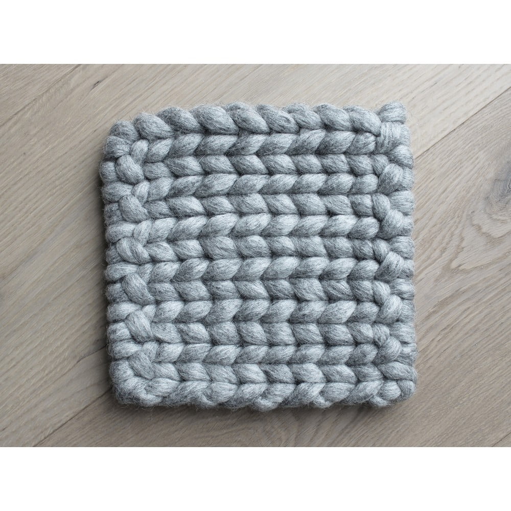 Suport țesut din lână pentru pahar/veselă Wooldot Braider Coaster, 20 x 20 cm, gri oțel