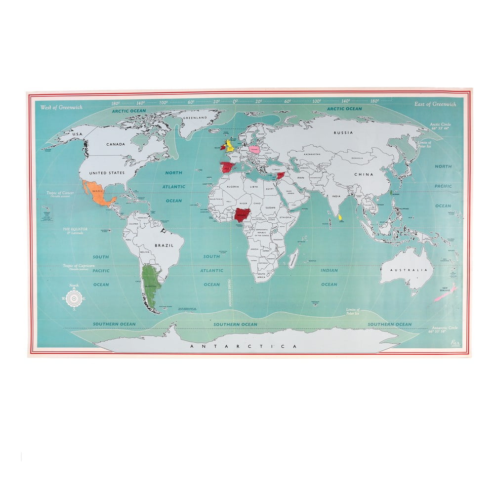 Hartă 87x52 cm pentru răzuire World Map – Rex London