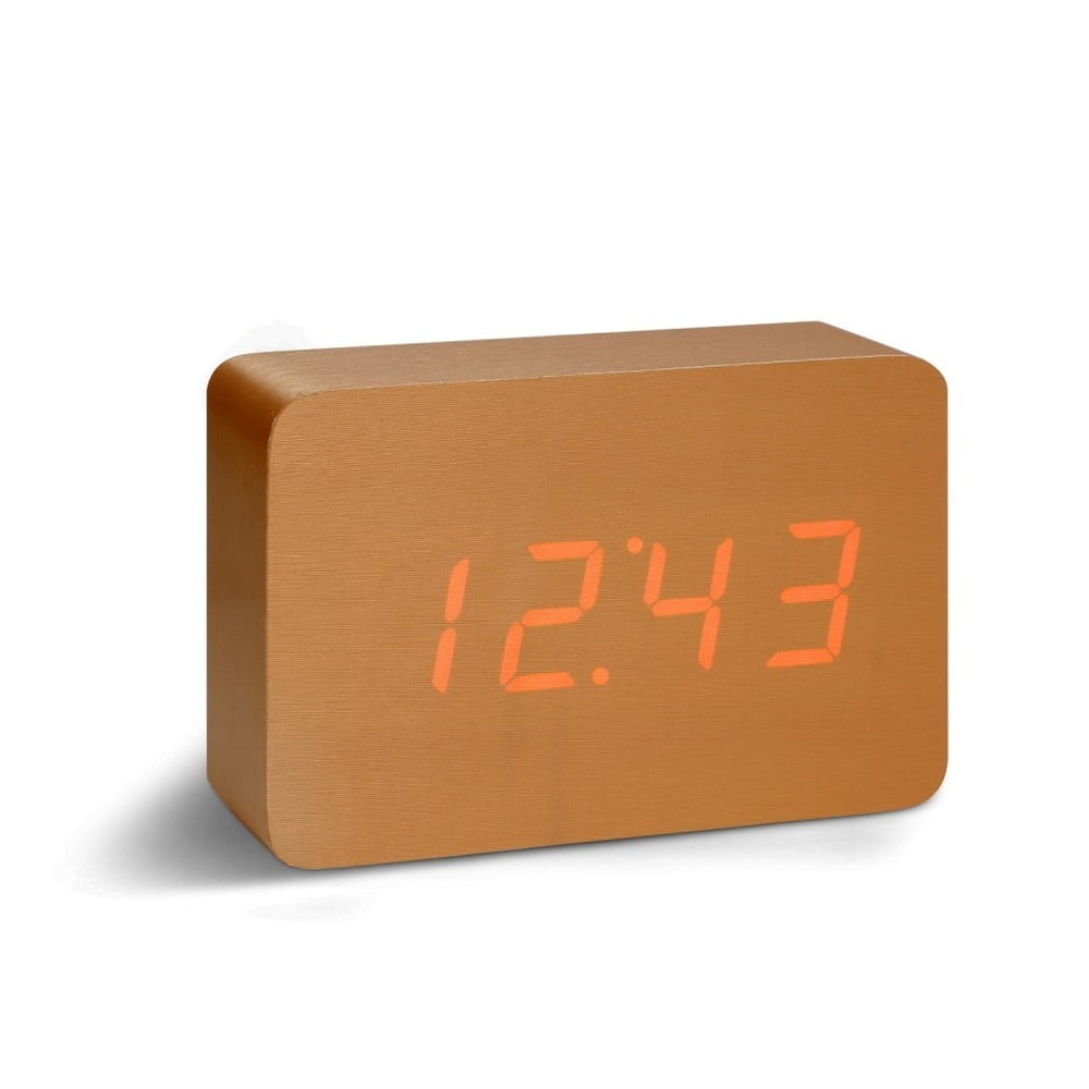 Ceas deșteptător cu LED Gingko Brick Click Clock, maro – roșu bonami.ro pret redus