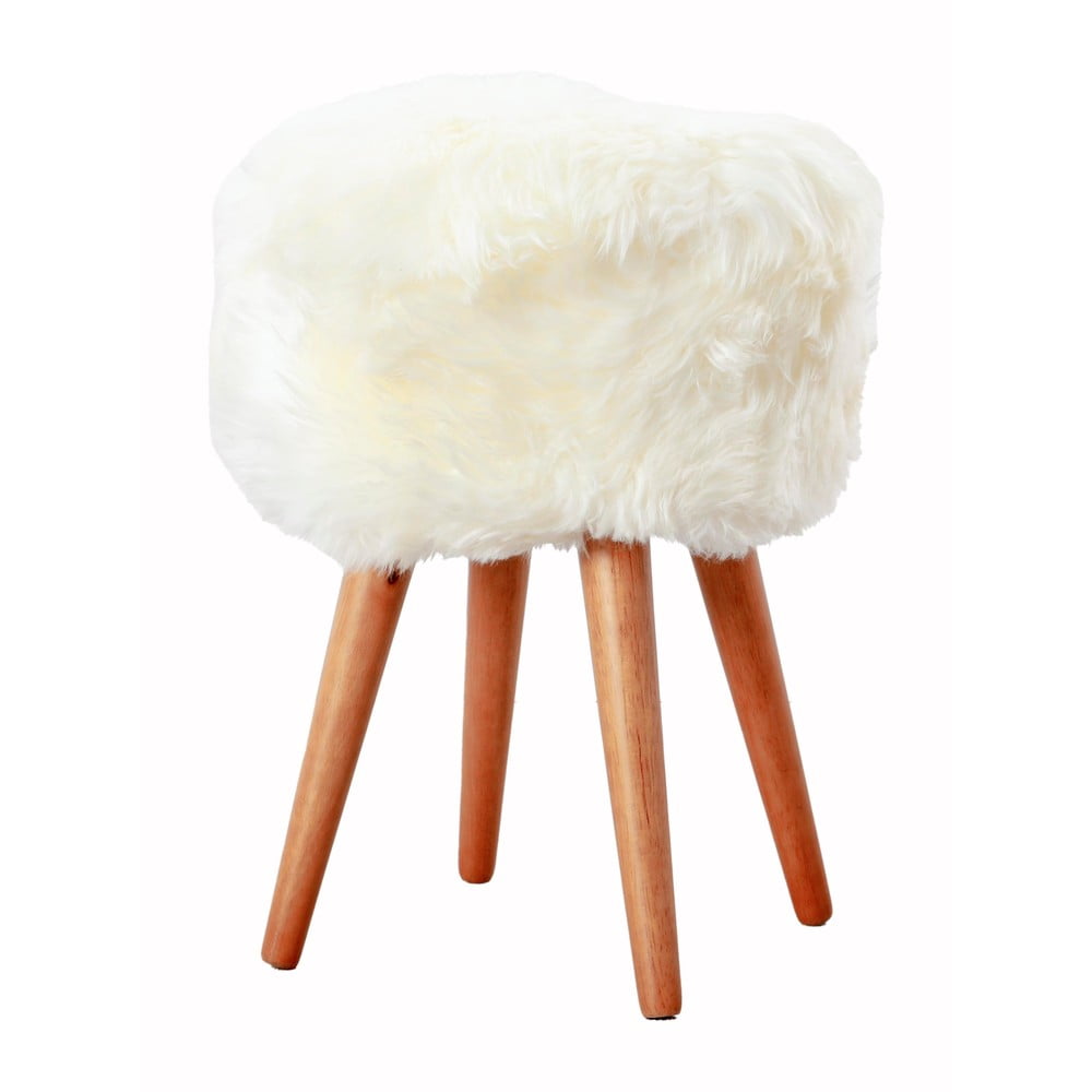 Taburet cu tapițerie din blană de oaie Native Natural, ⌀ 30 cm, alb bonami.ro imagine 2022