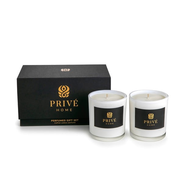 Set de 2 lumânări parfumate albe Privé Home Muscs Poudres/Delice d'Orient