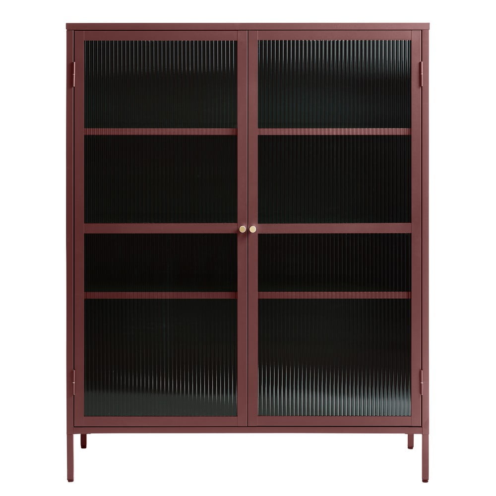 Vitrină din metal Unique Furniture Bronco, înălțime 140 cm, roșu bonami.ro