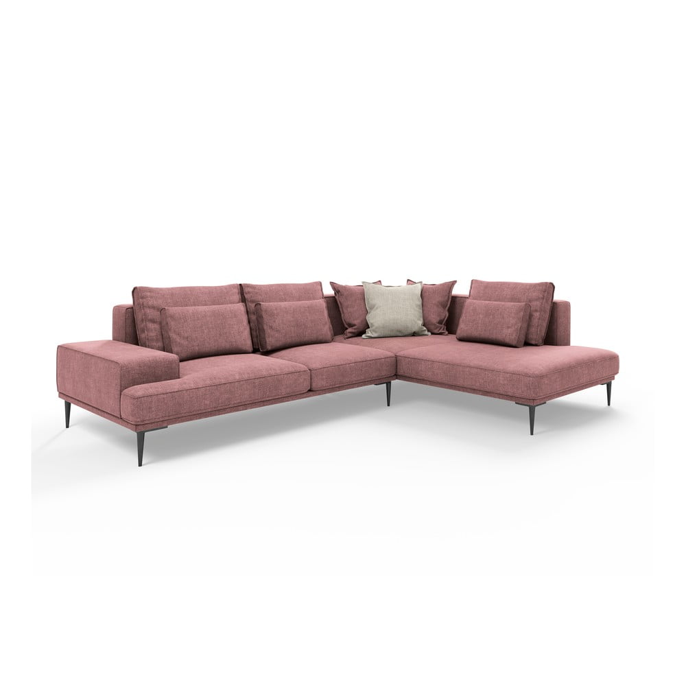Canapea extensibilă cu șezlong dreapta Interieurs 86 Liege, roz bonami.ro imagine noua somnexpo.ro