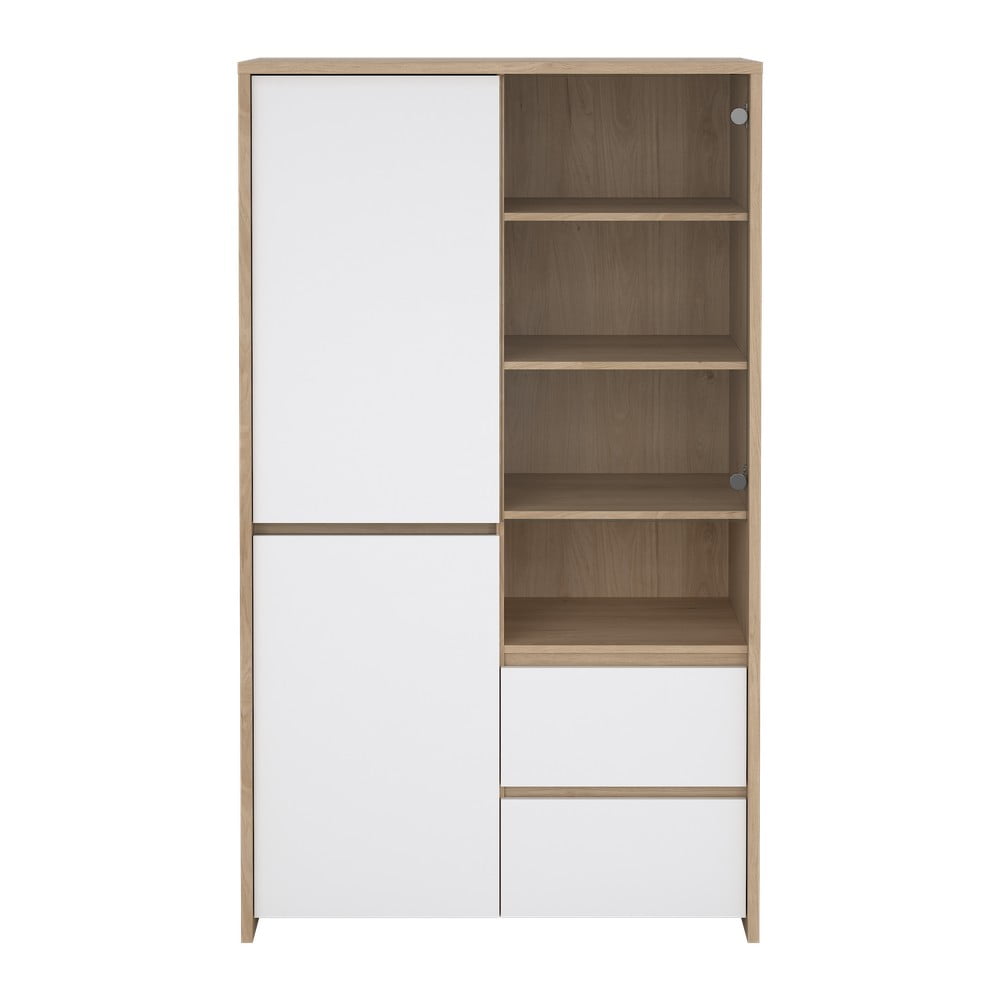 Vitrină albă-în culoare naturală cu aspect de lemn de stejar 100x170x48 cm Next – Tvilum