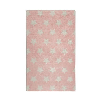 Covor antiderapant pentru copii chilai stars, 100 x 160 cm, roz