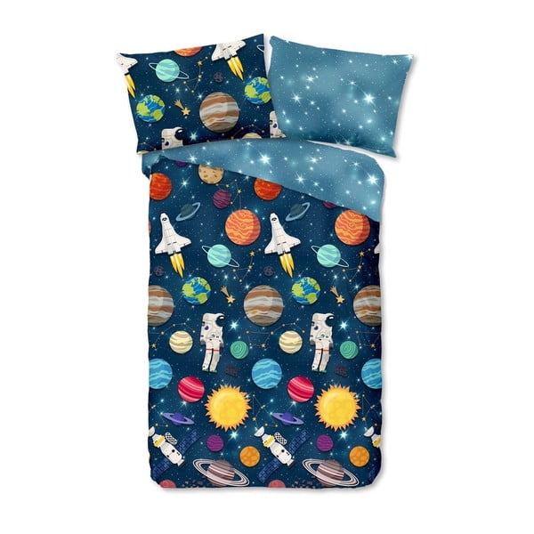 Lenjerie de pat din flanelă pentru copii Good Morning Spaceworld, 140 x 200 cm