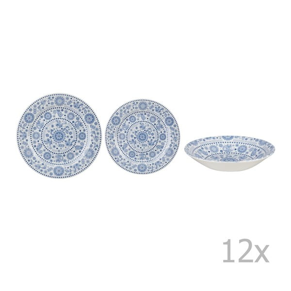 Set veselă din ceramică Churchill China Blue Forest, 12 piese