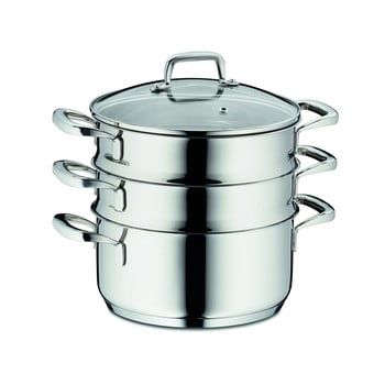 Oală din inox cu 3 etaje cu capac pentru gătit cu aburi kela flavoria