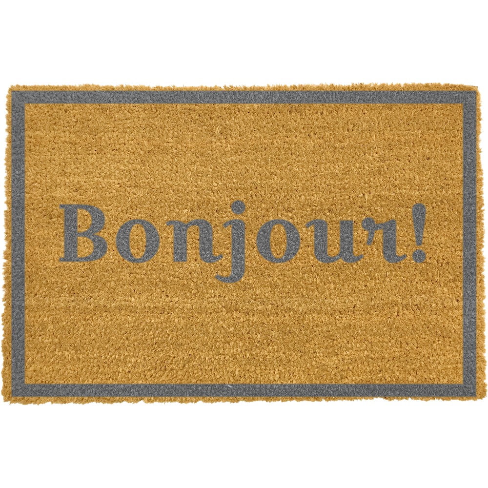 Covoraș intrare din fibre de cocos Artsy Doormats Bonjour Grey, 40 x 60 cm Artsy Doormats imagine 2022