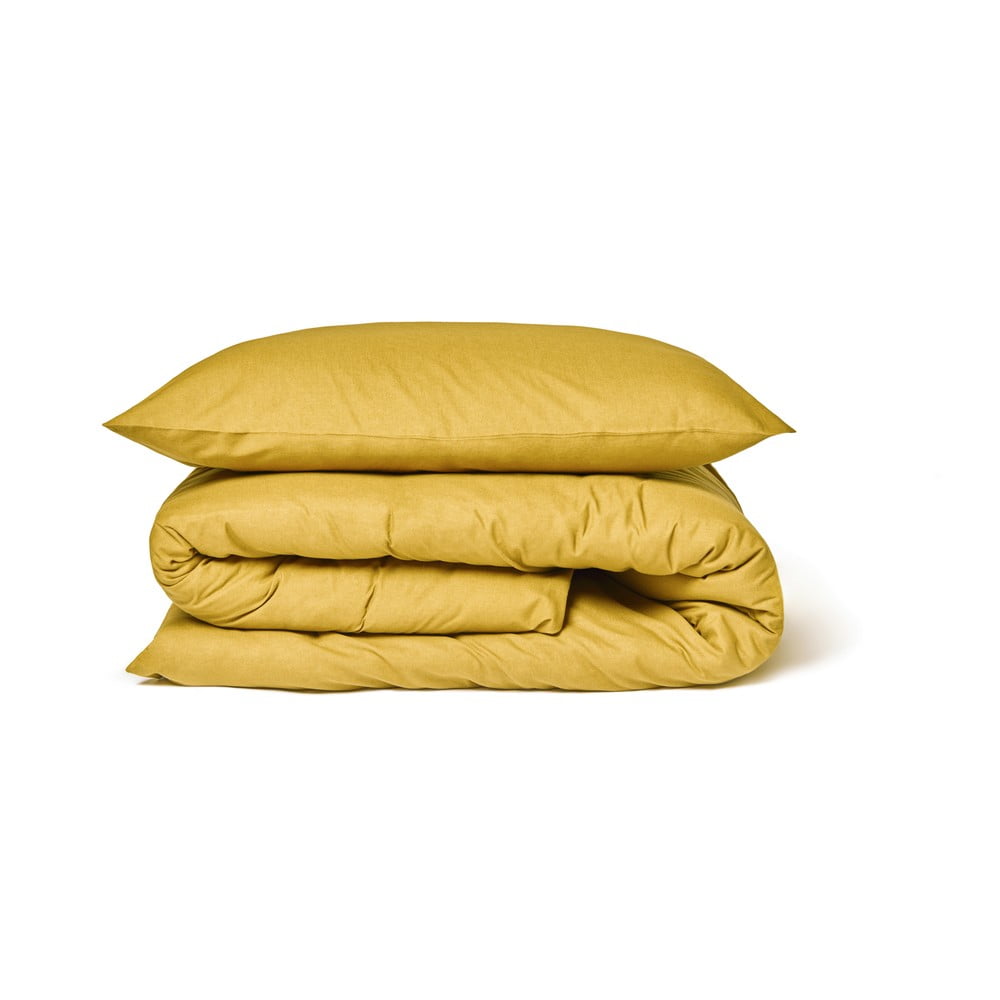 Lenjerie de pat din bumbac pentru o persoană Bonami Selection, 140 x 200 cm, galben muștar 140 imagine noua somnexpo.ro