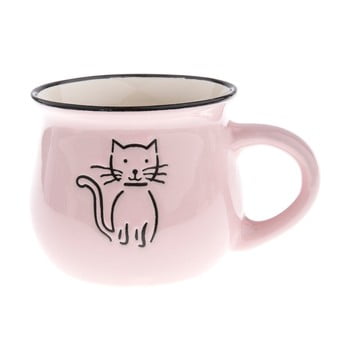 Cană din ceramică dakls, volum 0,3 l, roz, model pisică