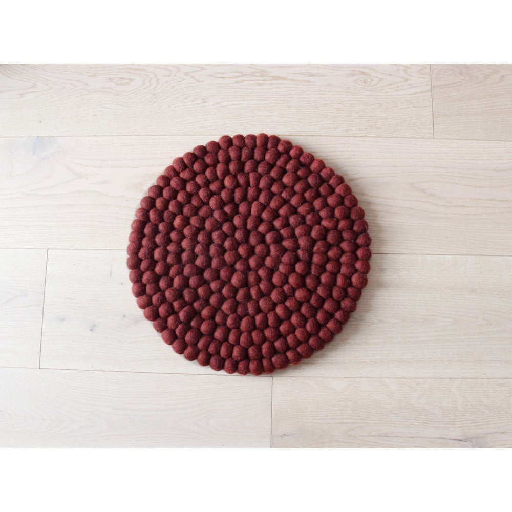 Pernă cu bile din lână, pentru copii Wooldot Ball Chair Pad, ⌀ 30 cm, vișiniu închis