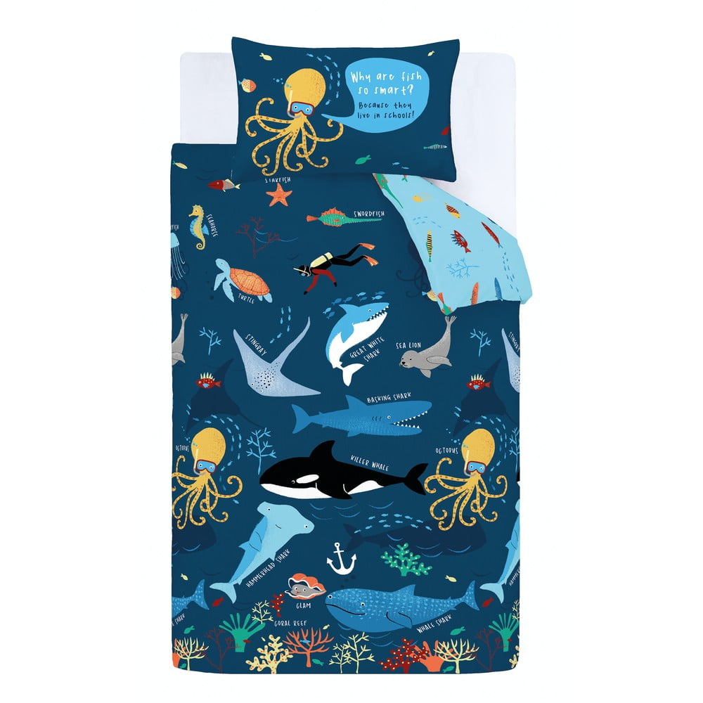 Lenjerie de pat pentru copii 200×135 cm Ocean Life – Catherine Lansfield 200x135 imagine noua somnexpo.ro