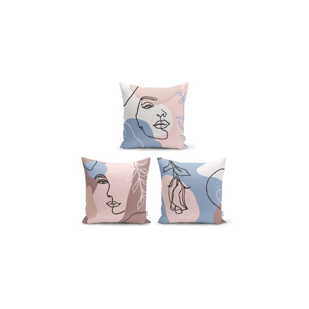 Set 3 fețe de pernă decorative Minimalist Cushion Covers Minimalist Woman, 45 x 45 cm