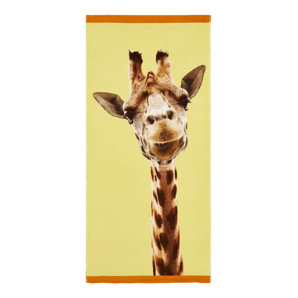 Prosop de plajă galben din bumbac 76x160 cm Giraffe – Catherine Lansfield