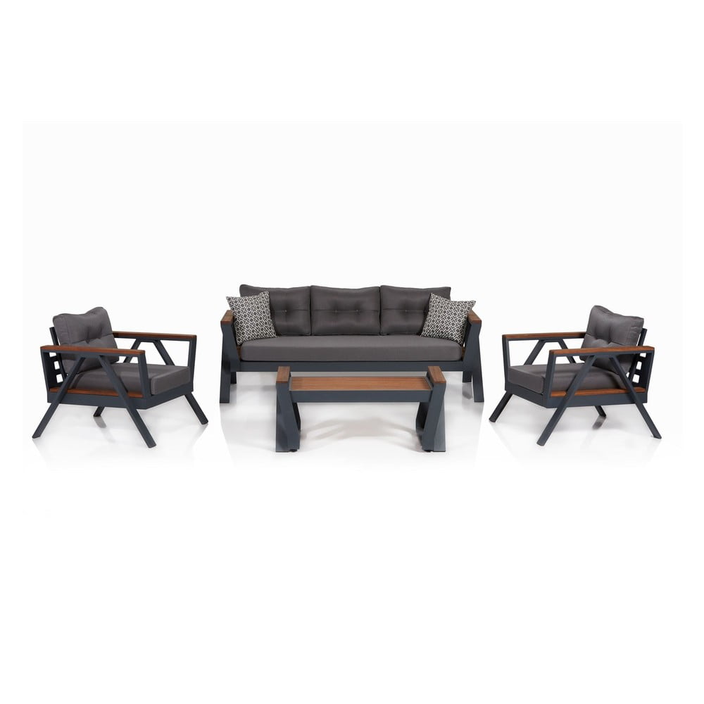 Set mobilier de grădină gri închis pentru 5 pers. atlas – floriane garden