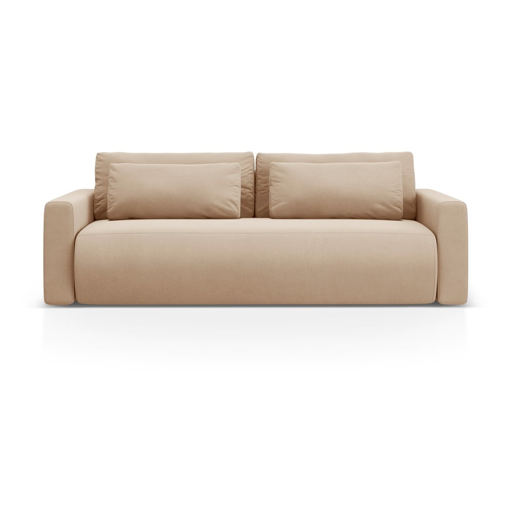 Canapea maro deschis extensibilă/cu spațiu de depozitare cu tapițerie din catifea 238 cm Belfast – Cosmopolitan Design