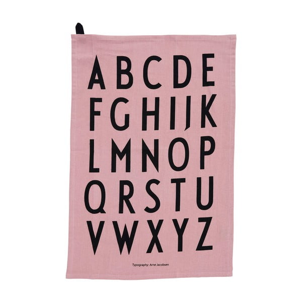 Prosop din bumbac Design Letters Alphabet, 40 x 60 cm, roz