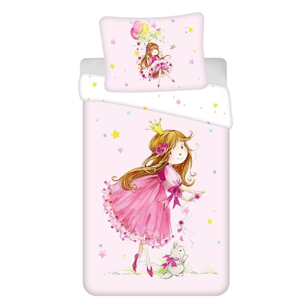 Lenjerie de pat pentru copii roz din bumbac pentru pat de o persoană 140x200 cm Fairy – Jerry Fabrics