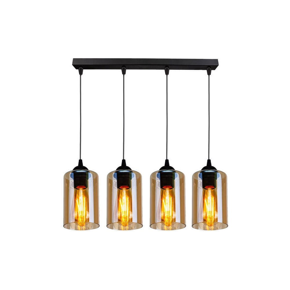  Lustră neagră cu abajur din sticlă 10x65 cm Bistro – Candellux Lighting 