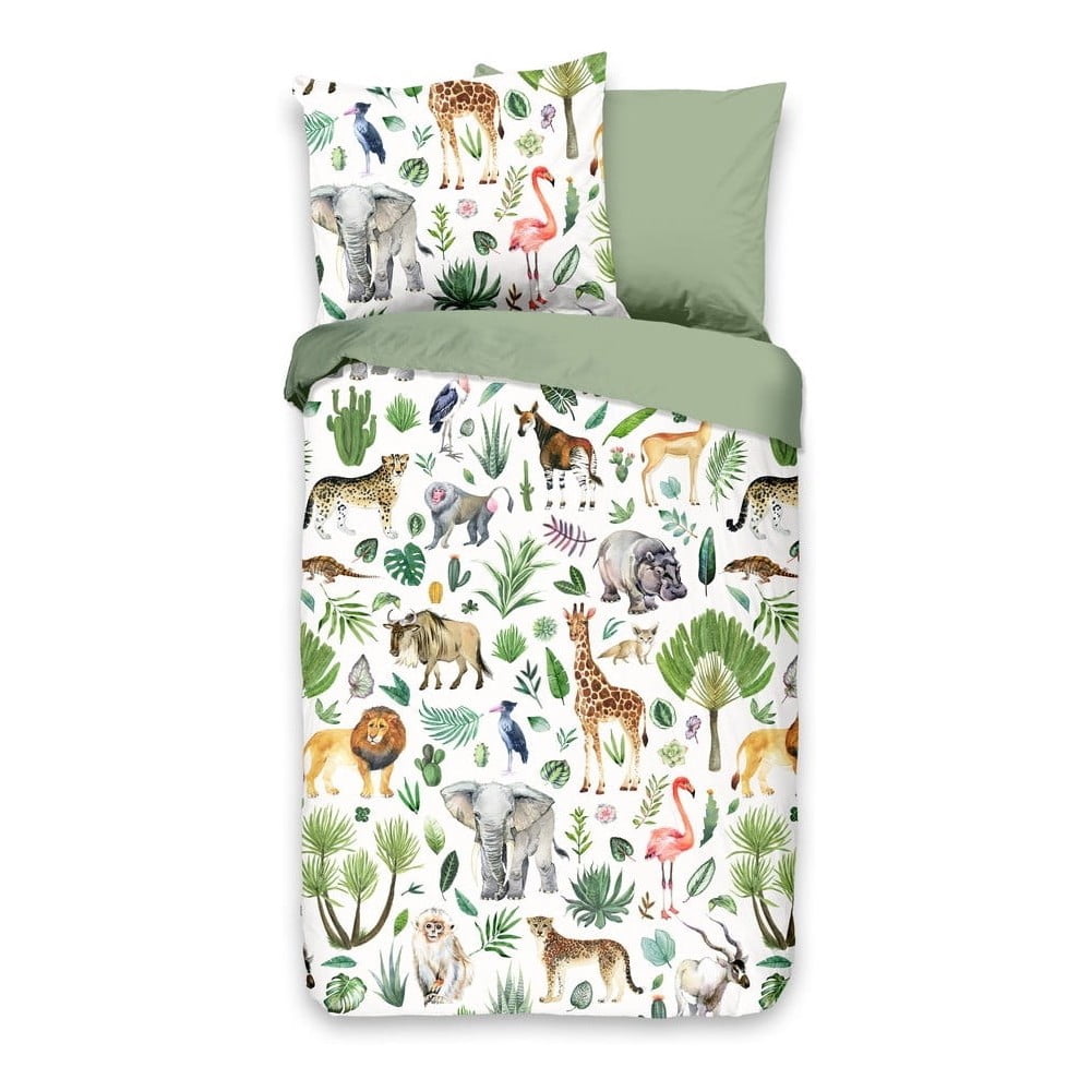 Lenjerie de pat din bumbac pentru copii Good Morning Jungle, 120 x 150 cm bonami.ro