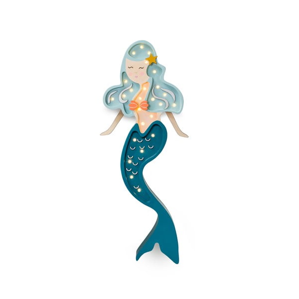 Veioză albastră din pin Little Lights Mermaid, înălțime 51 cm