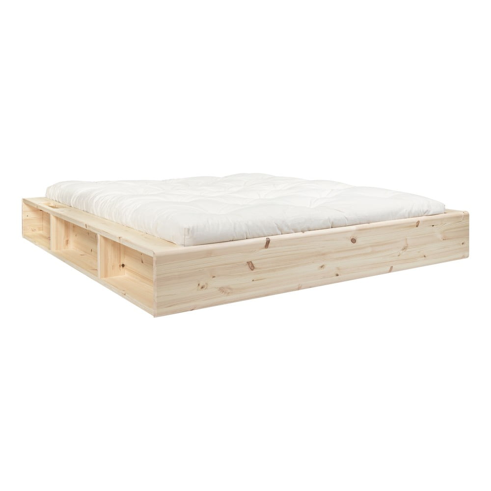 Pat dublu din lemn masiv cu spațiu de depozitare și futon Latex Karup Design, 140 x 200 cm bonami.ro