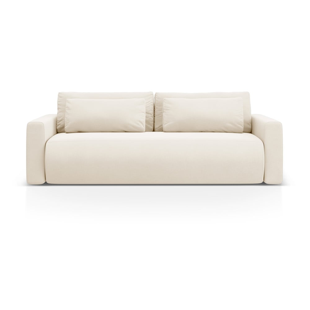 Canapea bej extensibilă/cu spațiu de depozitare cu tapițerie din catifea 238 cm Belfast – Cosmopolitan Design