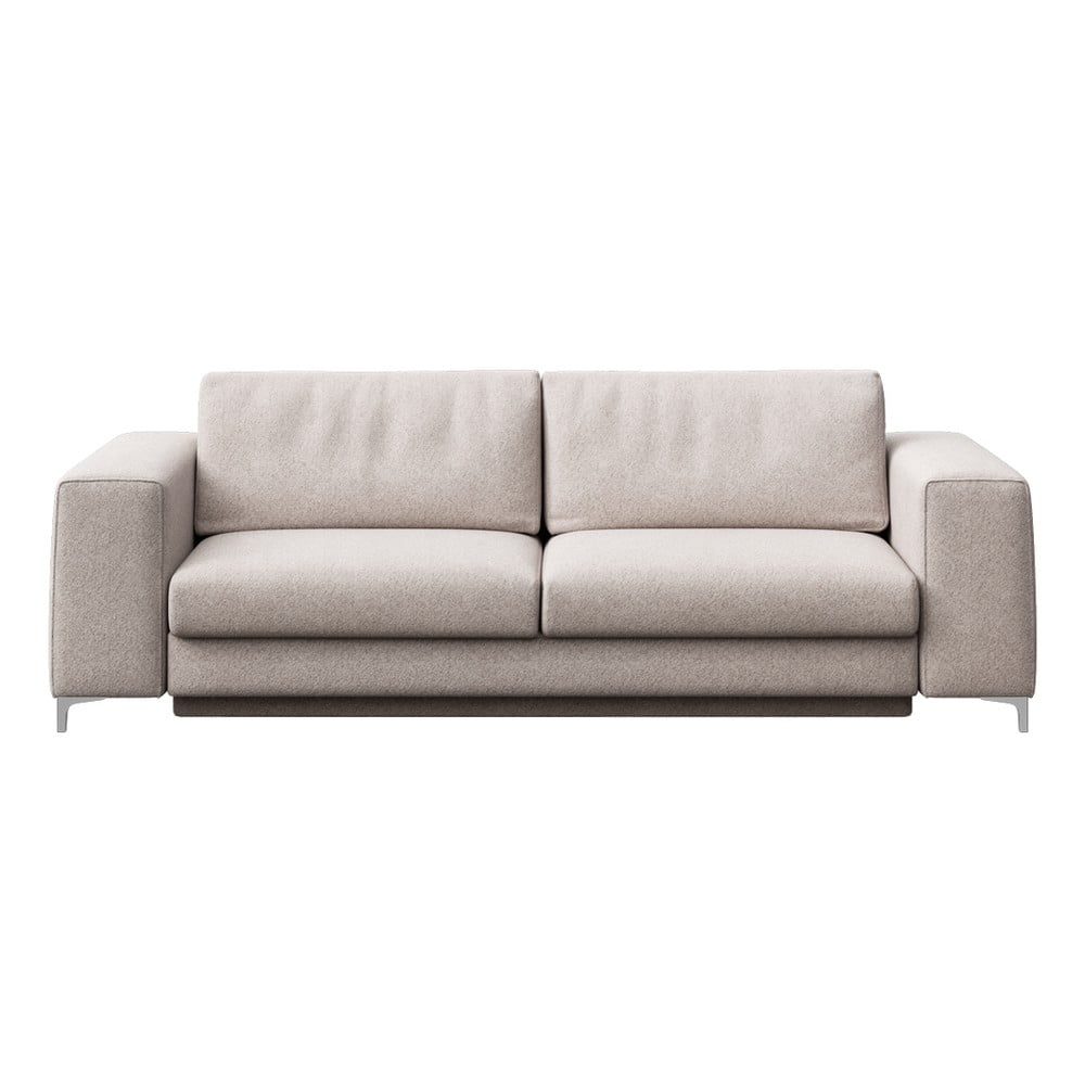 Canapea gri deschis extensibilă cu tapițerie din țesătură bouclé 256 cm Rene – Rodier