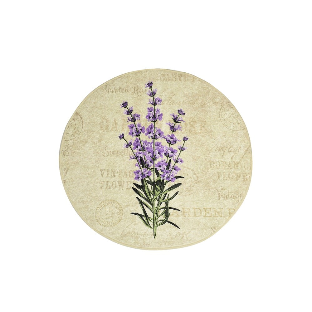 Covoraș de baie Chilai Circle Vintage, ø 100 cm, motive florale, violet bonami.ro imagine 2022