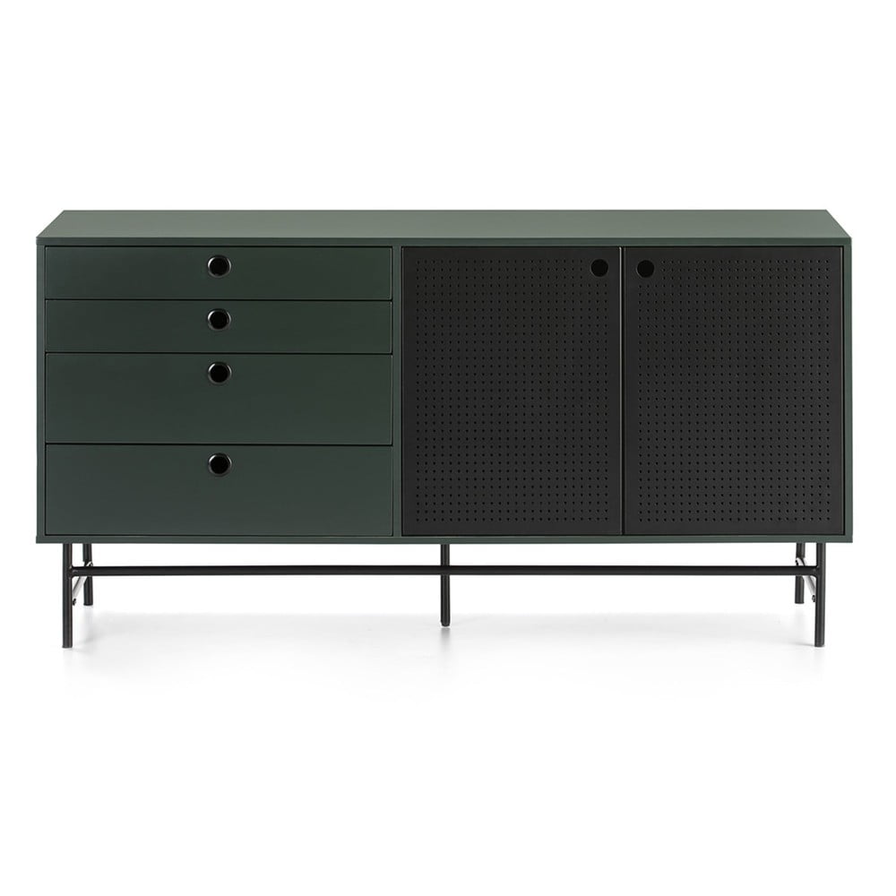 Comodă Teulat Punto, lungime 150 cm, negru-verde