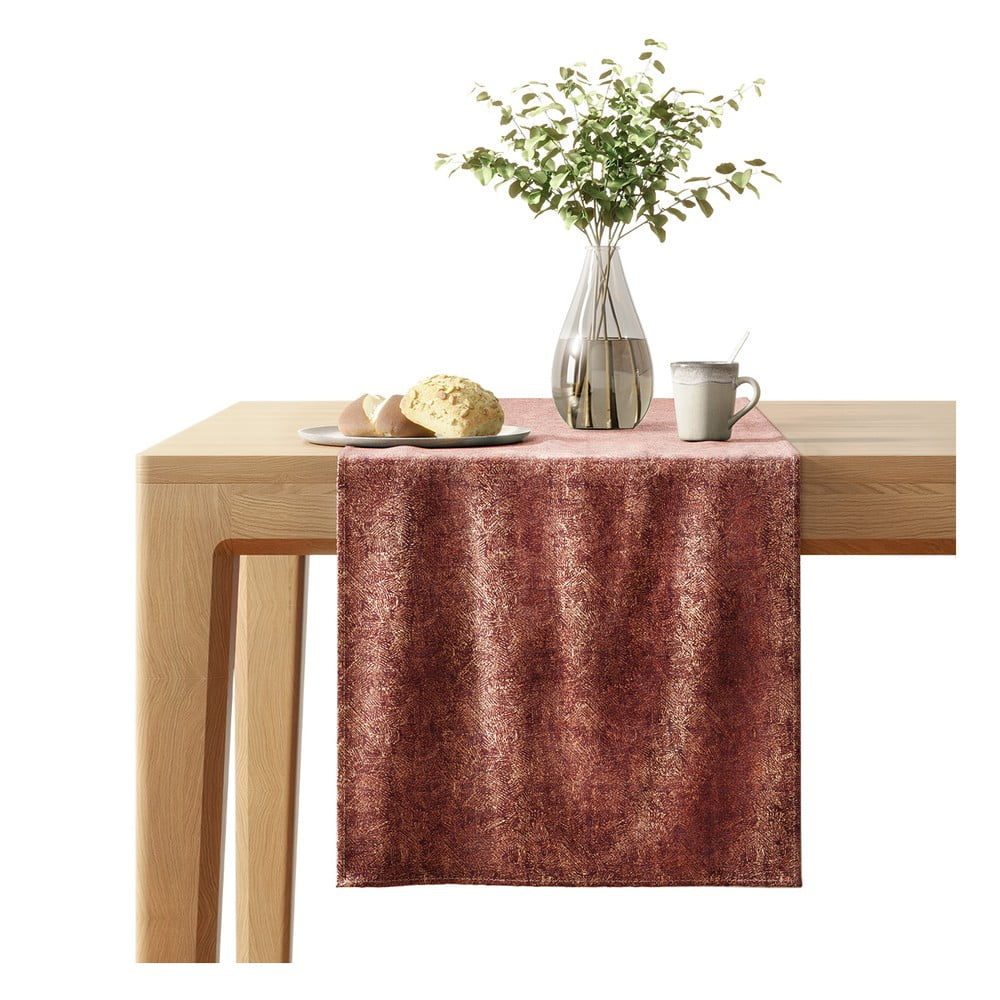 Napron de masă cu suprafață de catifea ameliahome veras, 40 x 140 cm, roșu