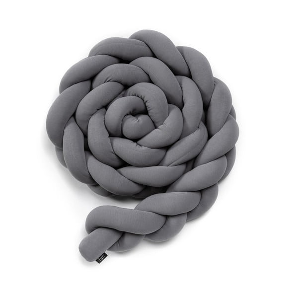 Apărătoare tricotată din bumbac pentru pătuț ESECO, lungime 360 cm, gri