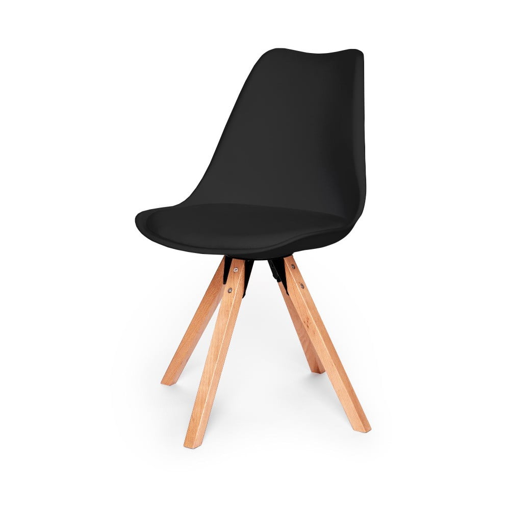 Set 2 scaune cu structură din lemn de fag loomi.design Eco, negru bonami.ro