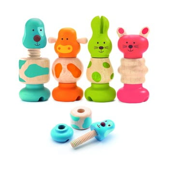 Set 4 animale pliabile din lemn djeco farm