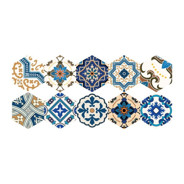 Set 10 autocolante de podea Ambiance Hexagons Nicoleta, 40 x 90 cm